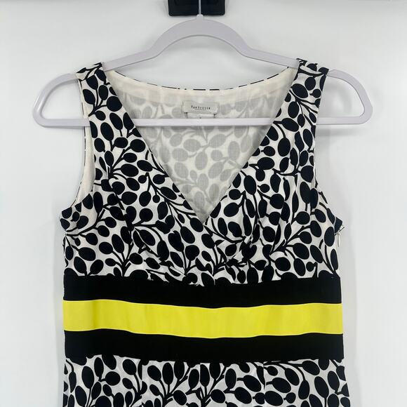 Van Heusen Y2K Babydoll Sleeveless Dress Sz 4 Preppy Office Leaf Midi Retro Mod - Picture 2 of 15